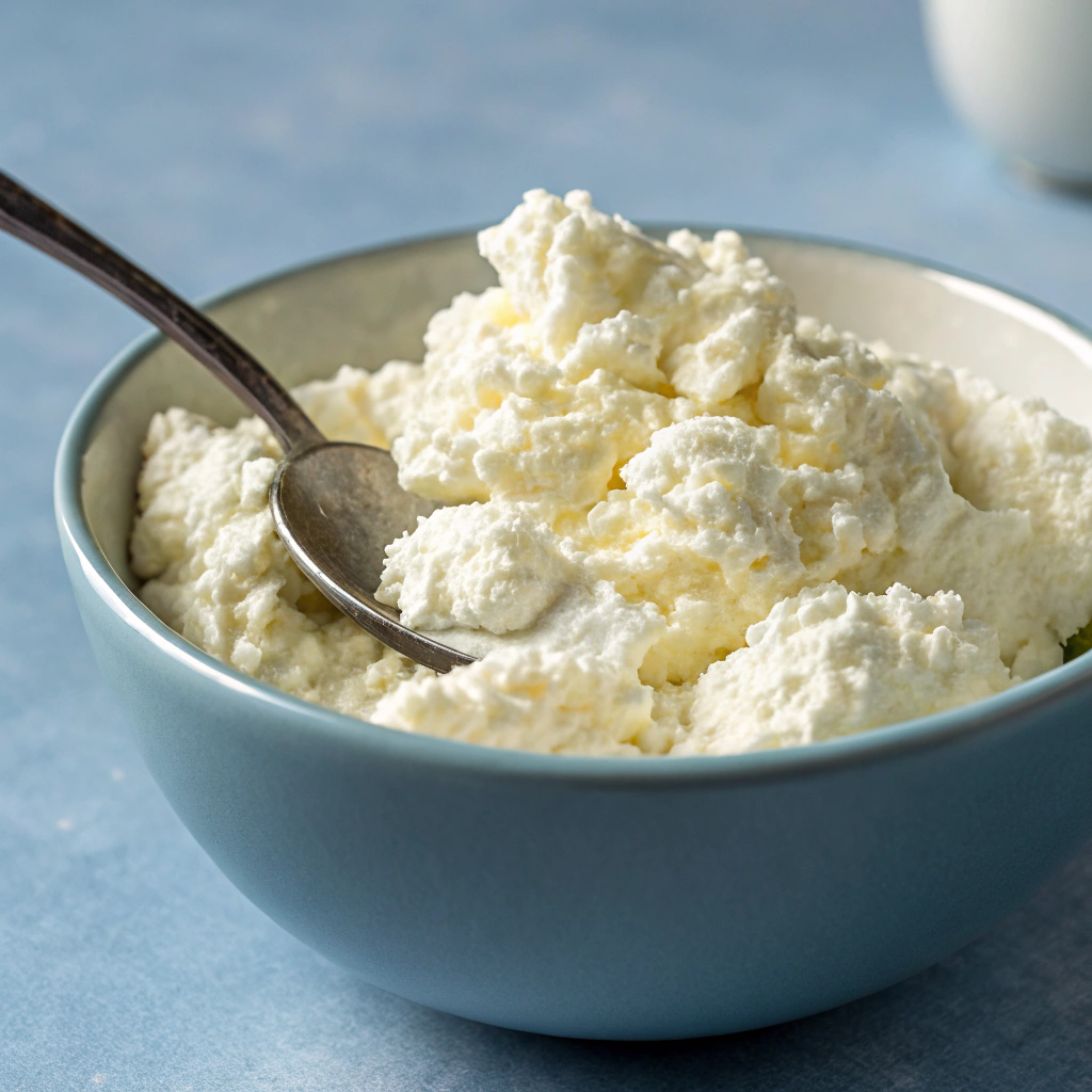 Ricotta di pecora fresca in primo piano
